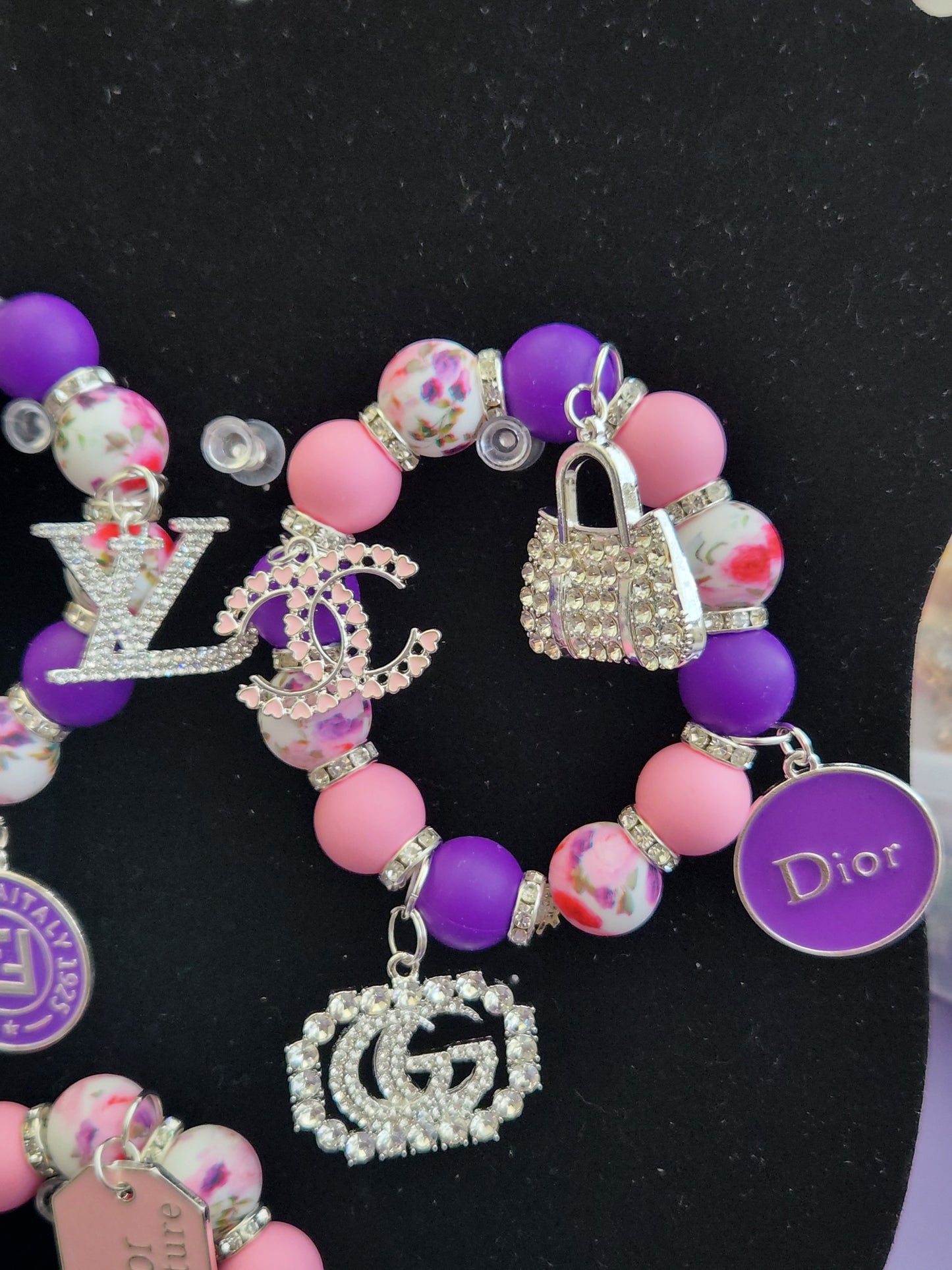 Designer Inspired Charm 3 Stack Bracelet.   A15-127