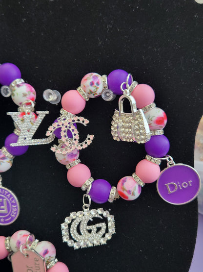 Designer Inspired Charm 3 Stack Bracelet.   A15-127