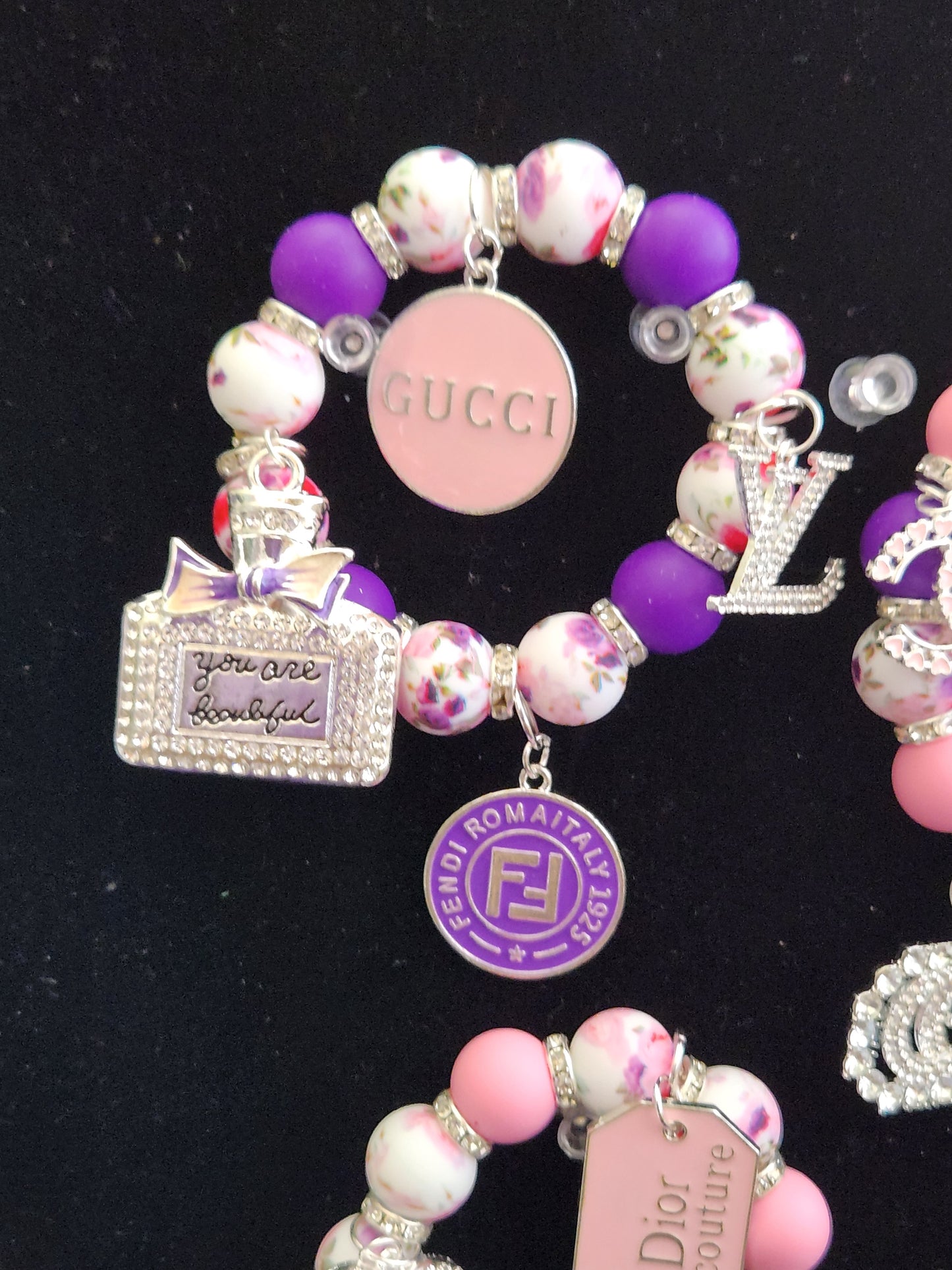 Designer Inspired Charm 3 Stack Bracelet.   A15-127